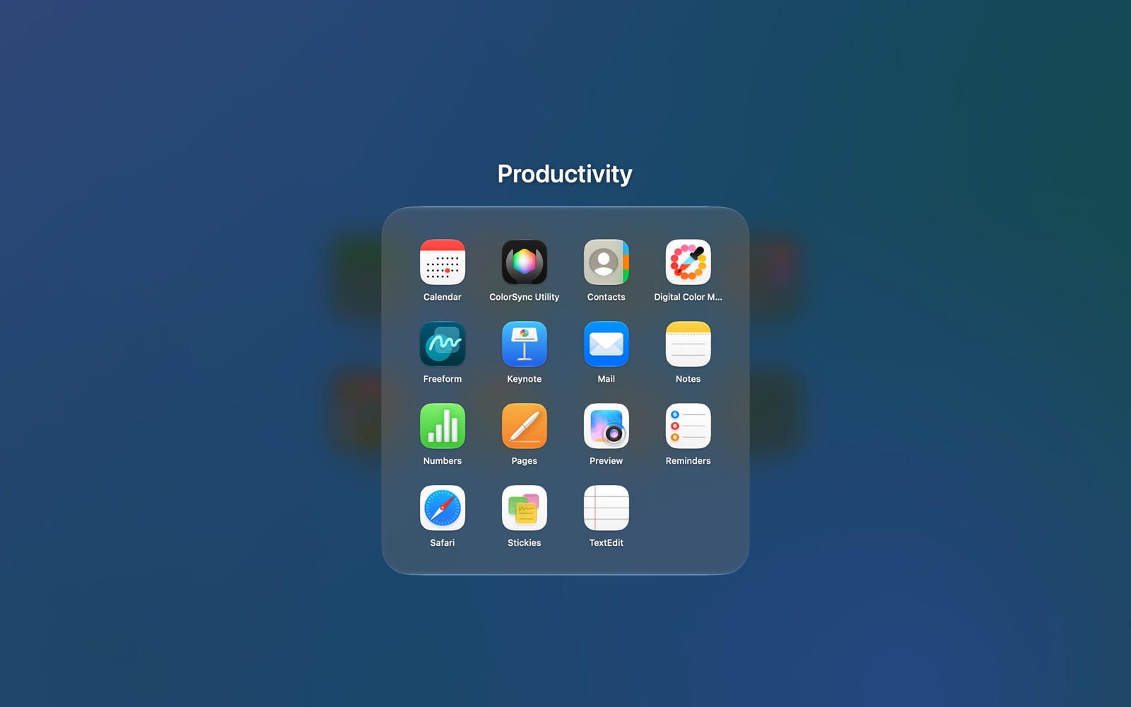 An open Deskfold folder showing its apps
